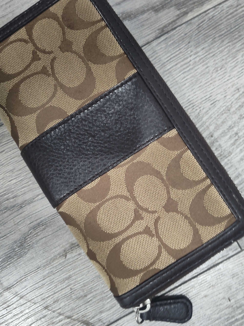 Coach Signature Canvas Wallet in Brown and Dark Brown